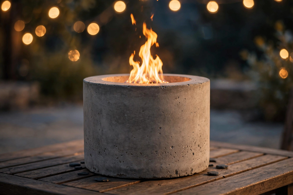 Cylinder Concrete Tabletop Fire Pit